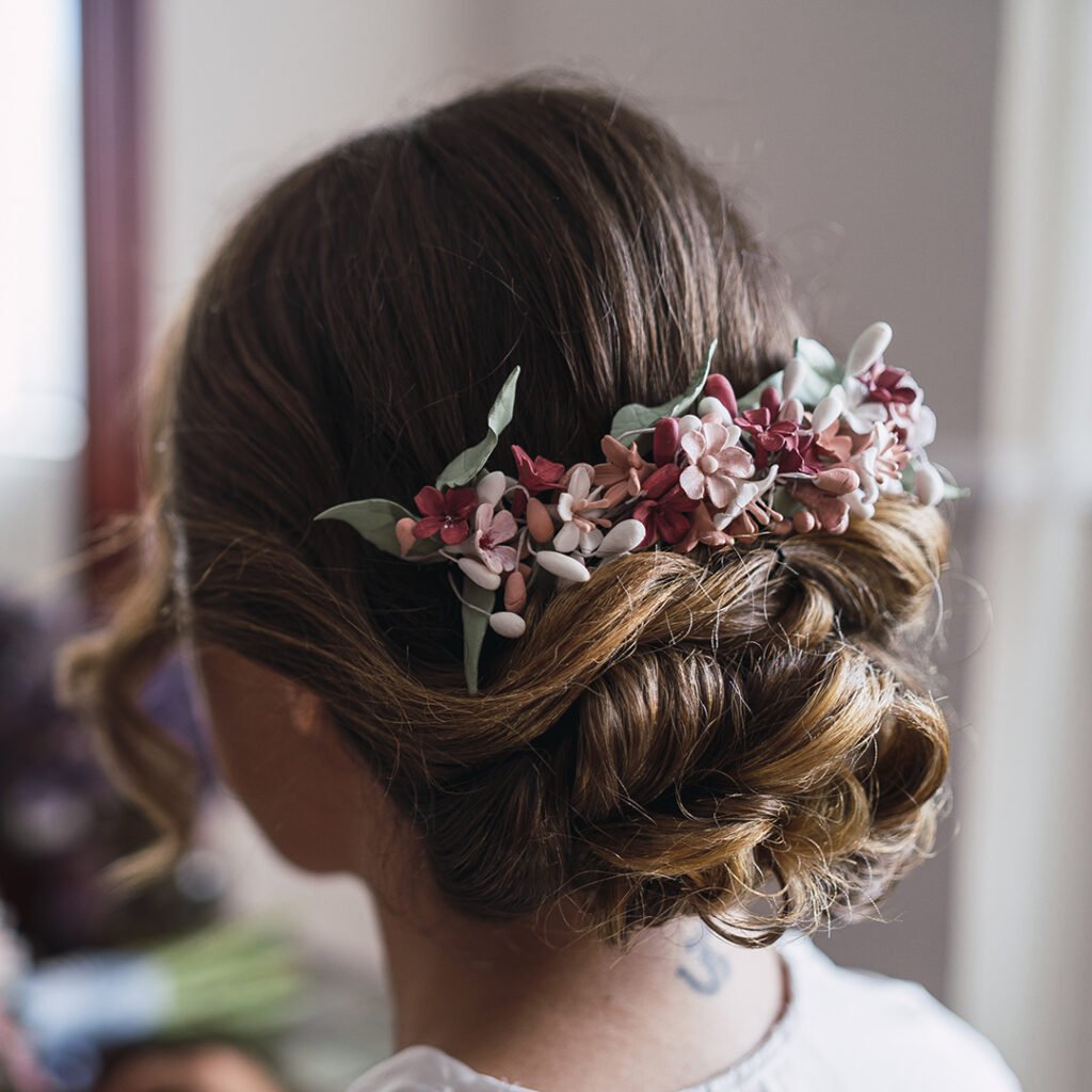 A closeup shot of a beautiful bride preparing for the wedding